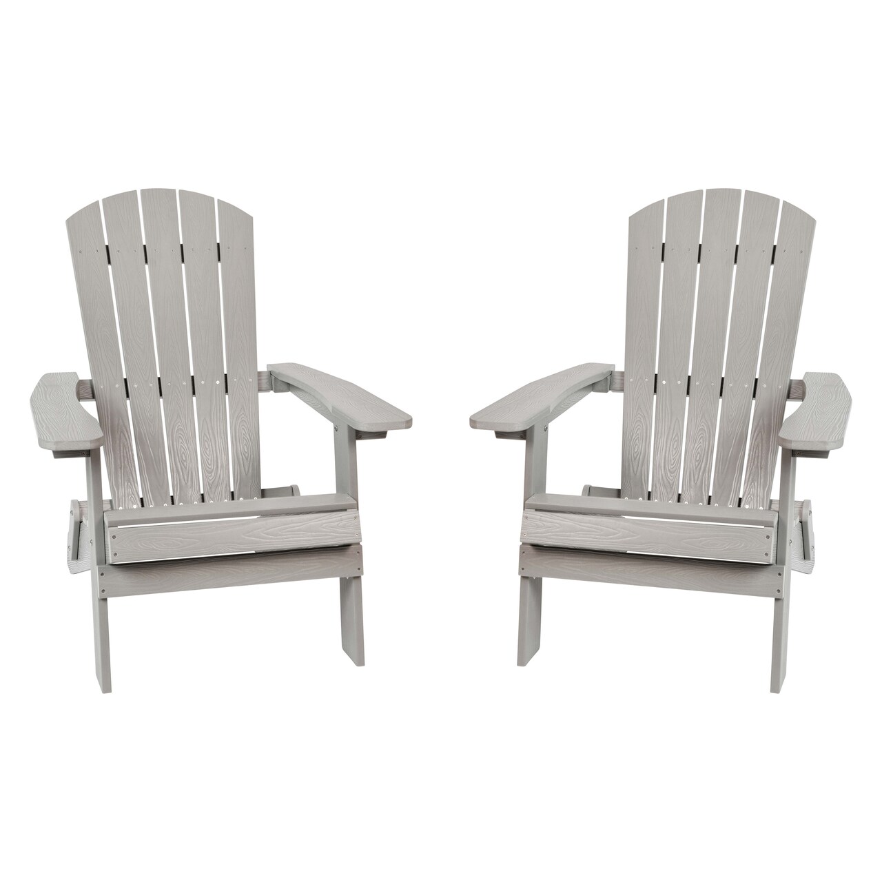 Merrick Lane Set of 2 Riviera Poly Resin Folding Adirondack Lounge Chair - All-Weather Indoor/Outdoor Patio Chair